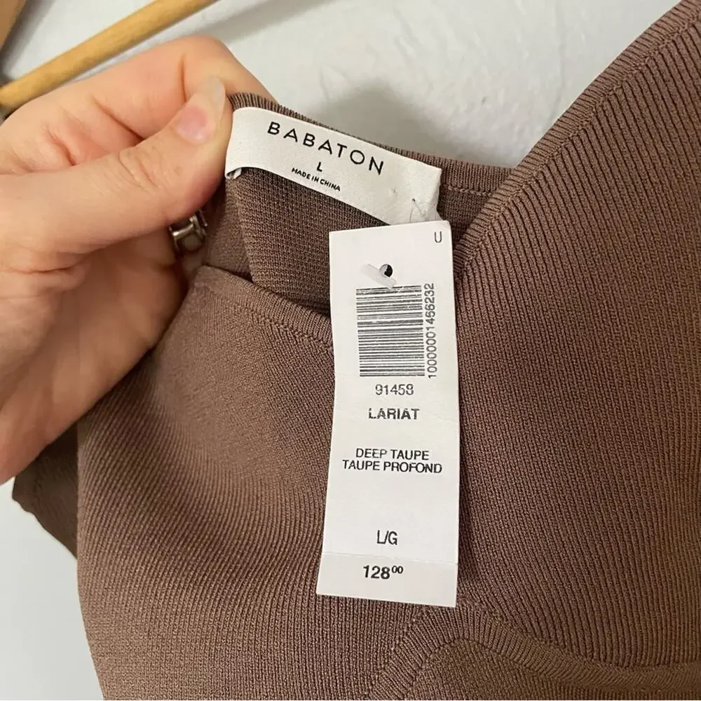 Aritzia Babaton Lariat Dress Size L Sold out Color Deep Taupe - Picture 3 of 6